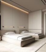 Lama'S Beige Velvet Bed - Image 3