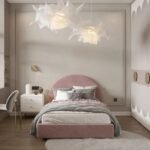 سرير هالة مخمل زهري