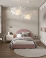 ⁦سرير هالة مخمل زهري⁩ - الصورة ⁦3⁩