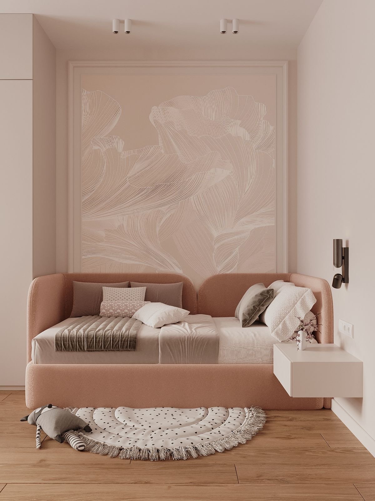 IMG_3009 سرير بسمة مخمل زهري - الصورة 1