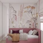 سرير لين مخمل زهري