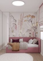 سرير لين مخمل زهري - الصورة 3