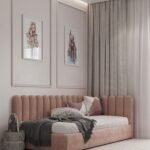 سرير أيما مخمل زهري