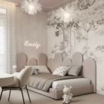 سرير تيما مخمل بيج