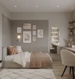 ⁦سرير ود مخمل بيج⁩ - الصورة ⁦3⁩