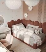 سرير نورا مخمل خمري