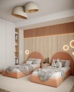 ⁦سرير سكون مخمل زهري⁩ - الصورة ⁦3⁩