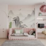 سرير راحة مخمل زهري