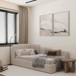 سرير نوم مخمل بيج