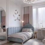 Gray Velvet-Lined Bed