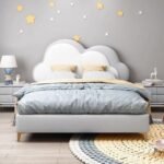 Gray Velvet Sofa Bed With Beige Accents