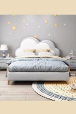 Gray Velvet Sofa Bed With Beige Accents