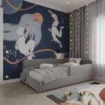 سرير فسحة مخمل رمادي