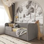 ⁦سرير راحة مخمل رمادي⁩ - الصورة ⁦3⁩