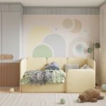 سرير ارتياح مخمل بيج