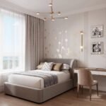 Beige Velvet Amber Bed