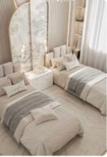 ⁦سرير فتون مخمل بيج⁩ - الصورة ⁦2⁩