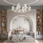 سرير رقة مخمل بيج