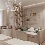 سرير رخاء مخمل بيج