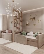 ⁦سرير رخاء مخمل بيج⁩ - الصورة ⁦3⁩