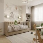 سرير تألق مخمل بيج