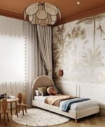 سرير إطلالة مخمل بيج