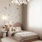 سرير عشق مخمل زهري