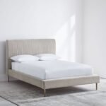 Tasneem Beige Velvet Bed - Image 3