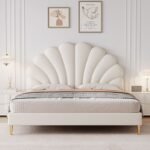 Dania Beige Velvet Bed - Image 3