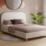 Yaqoot Velvet Beige Bed