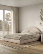 Tima Beige Velvet Bed - Image 3