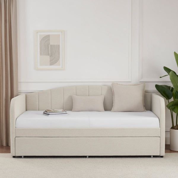 IMG_3439 سرير بيسان مخمل بيج - الصورة 1