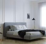 سرير سيفين كتان رمادي