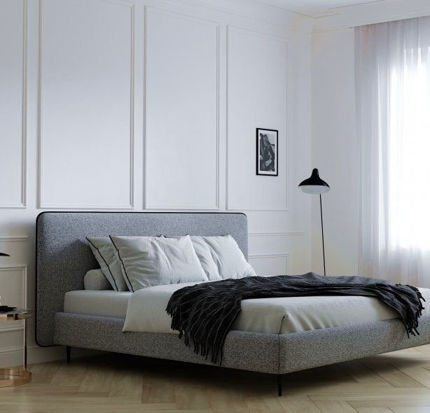 IMG_3460 سرير سيفين كتان رمادي - الصورة 1