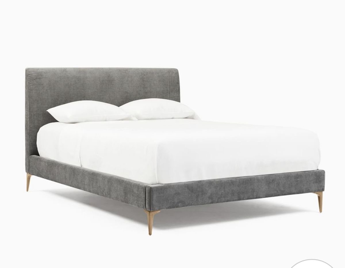 IMG_3510 سرير شفا كتان رمادي - الصورة 1