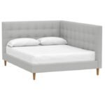 سرير جنى مخمل رمادي