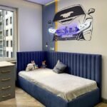 سرير أورا مخمل كحلي