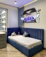 سرير أورا مخمل كحلي