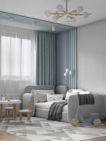 سرير بيلة مخمل رمادي - Image 3