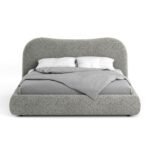 سرير وفاء كتان رمادي