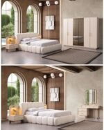 سرير دالا مخمل بيج - Image 3