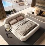 سرير سورا مخمل بيج