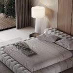 سرير أيما مخمل بيج