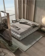 سرير نهى مخمل بيج - Image 3