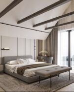 سرير منجد رمادي - سرير نفرين - الأسره - سيمبل هوم