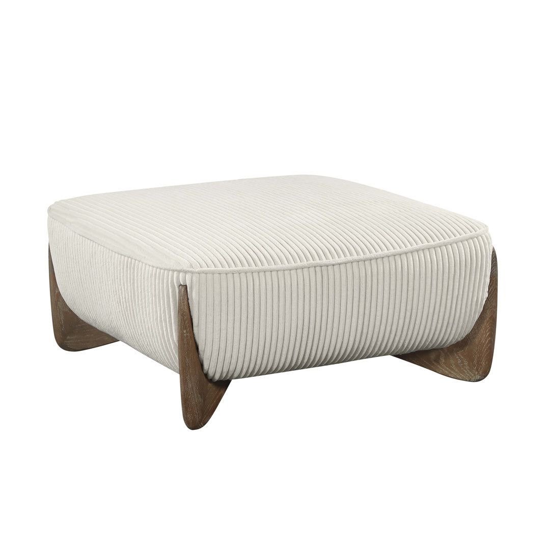 IMG_4434 Beige Velvet Pouf - Image 1