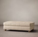 Beige Linen Serra Pouf