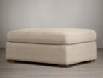 Beige Linen Pouf