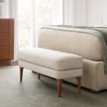 Beige Linen Pouf