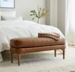 Brown Leather Pouf - Image 2